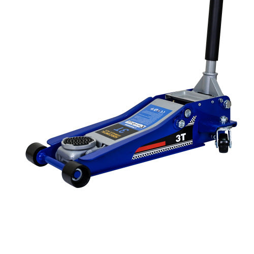 Low-Position Steel Vehicle Floor-mounted Hydraulic Jack With Dual-piston Quick-lift Pump, 3-Ton 6,600 Lb Capacity.