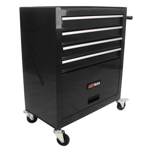 4-Drawer Rrolling Tool Box, 24.4 With 4 Wheels And Drawers With Tools, For Garage, Warehouse, Workshop, Shop,BLACK
