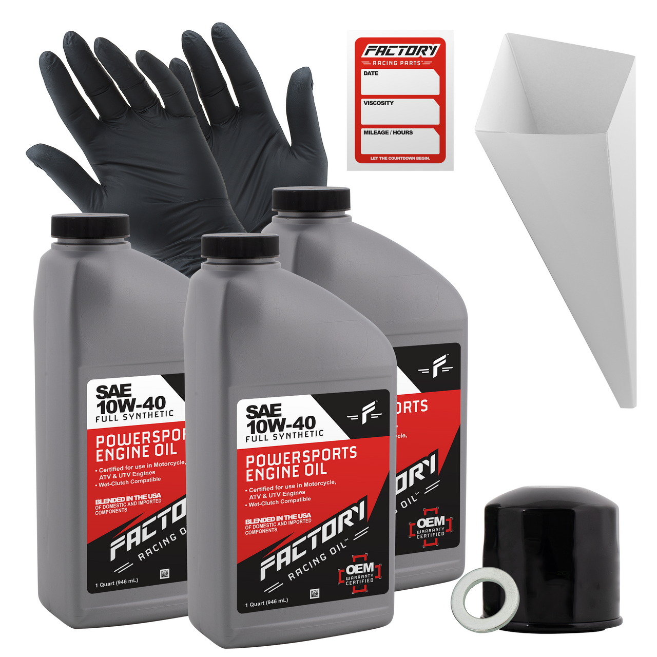 Factory Racing Parts SAE 10W-40 3 Quart Oil Change Kit For Honda CB700SC Nighthawk 1984-1986-0