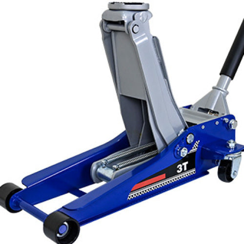 Low-Position Steel Vehicle Floor-mounted Hydraulic Jack With Dual-piston Quick-lift Pump, 3-Ton 6,600 Lb Capacity.