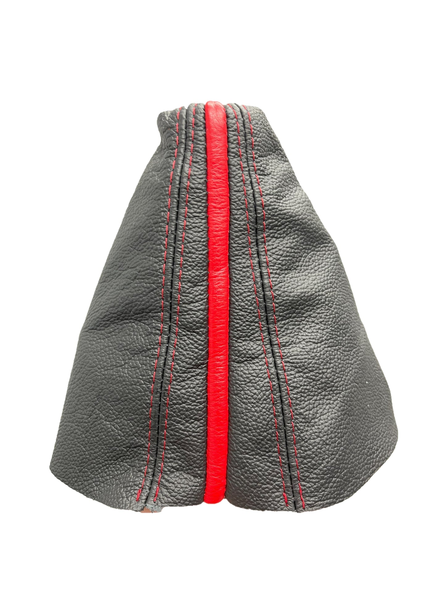 Black & Torch Red Stripe Real Leather Shift Boot Cover For 1964 1965 1966 1967 Chevy Corvette C2-4