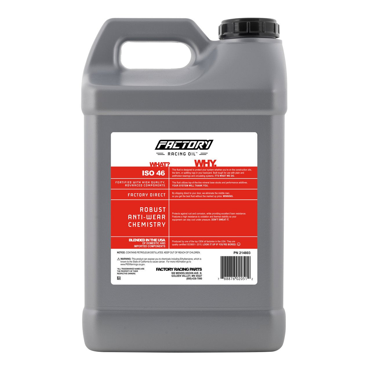 Factory Racing Oil 214803 Twin Pack Anti-Wear ISO 46 Hydraulic Fluid - 5 Gallons (2x2.5 Gal bottles)-3