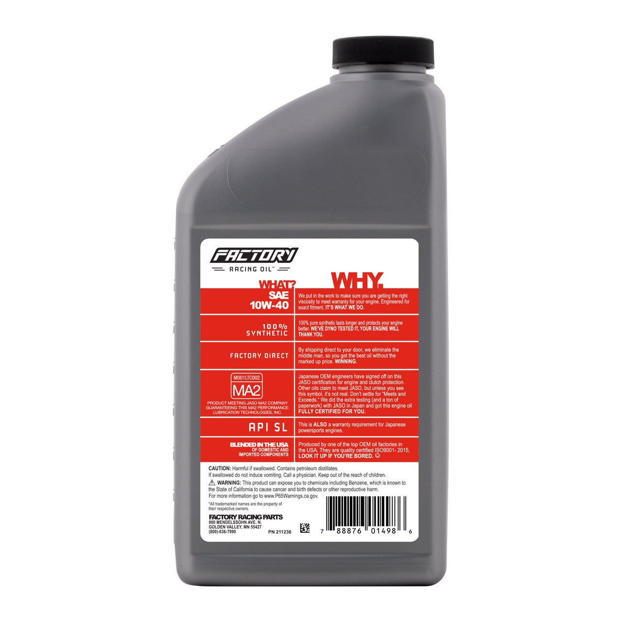 Factory Racing Parts SAE 10W-40 3 Quart Oil Change Kit For Honda CB700SC Nighthawk 1984-1986-2