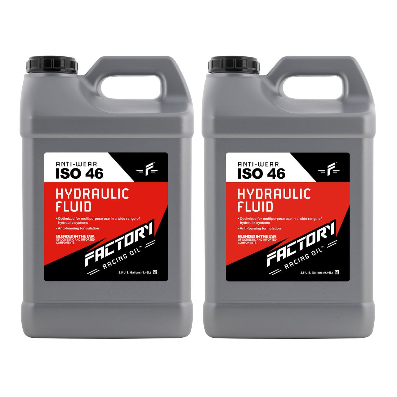 Factory Racing Oil 214803 Twin Pack Anti-Wear ISO 46 Hydraulic Fluid - 5 Gallons (2x2.5 Gal bottles)-1