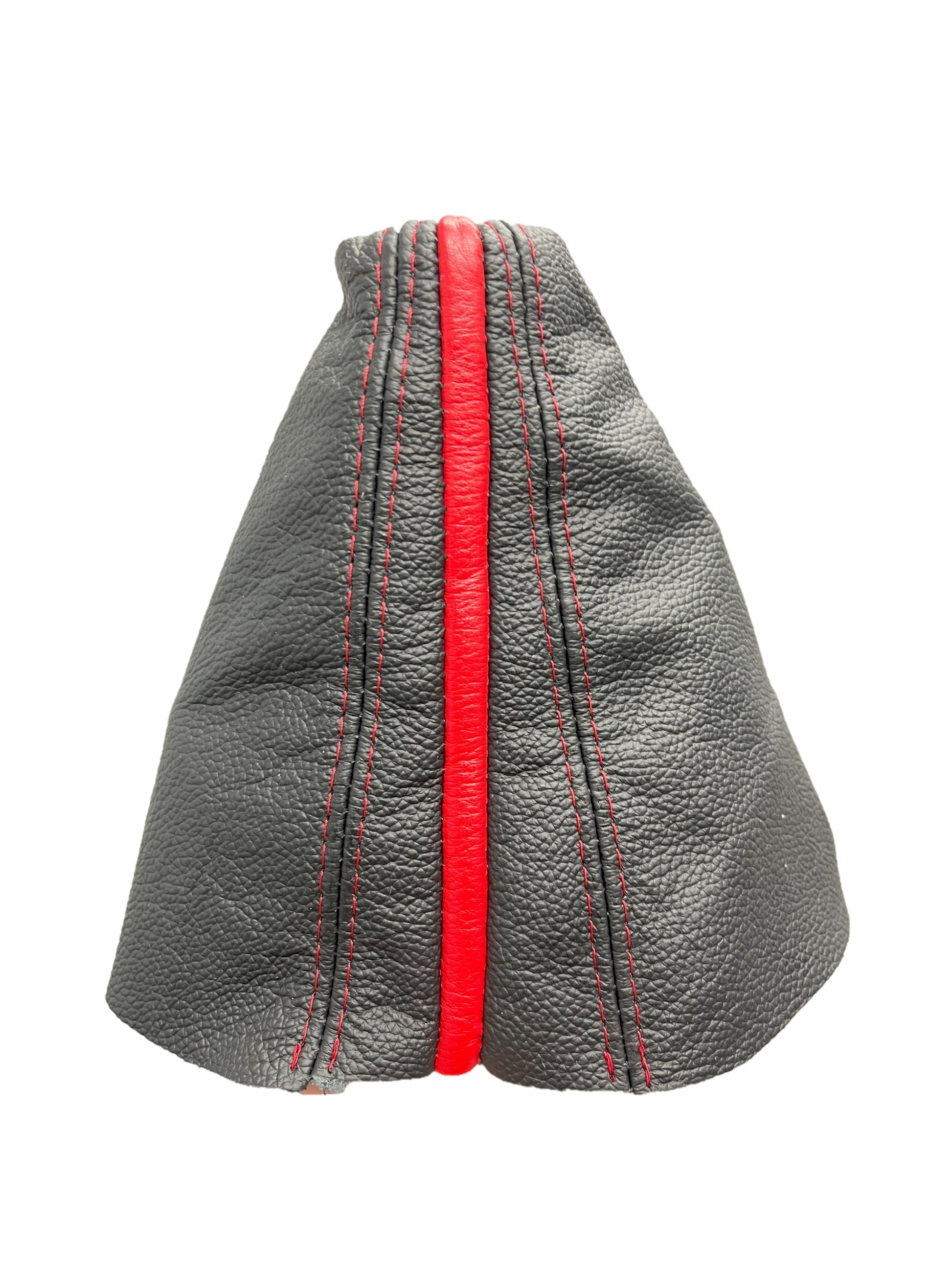 Black & Torch Red Stripe Real Leather Shift Boot Cover For 1964 1965 1966 1967 Chevy Corvette C2-4